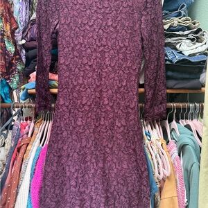 Diane Von Furstenberg Plum Lace Long Sleeve Dress